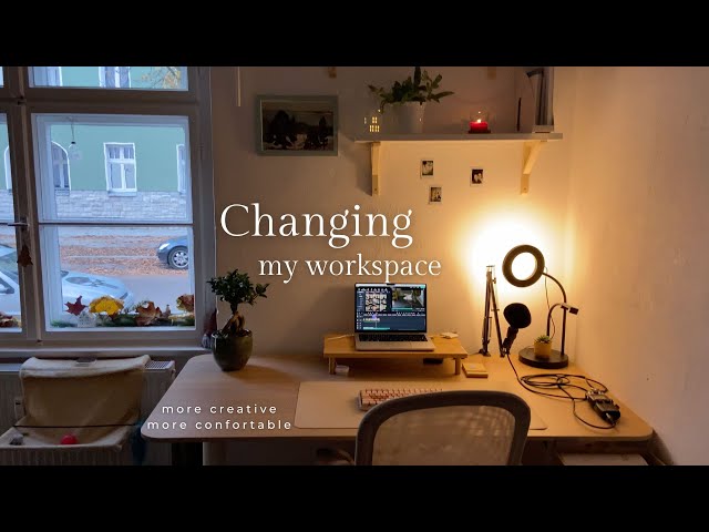 Changing my workspace | a cozy makeover, my new camera and unboxing new things