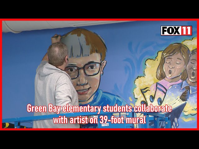 Green Bay elementary students collaborate with artist on 39-foot mural