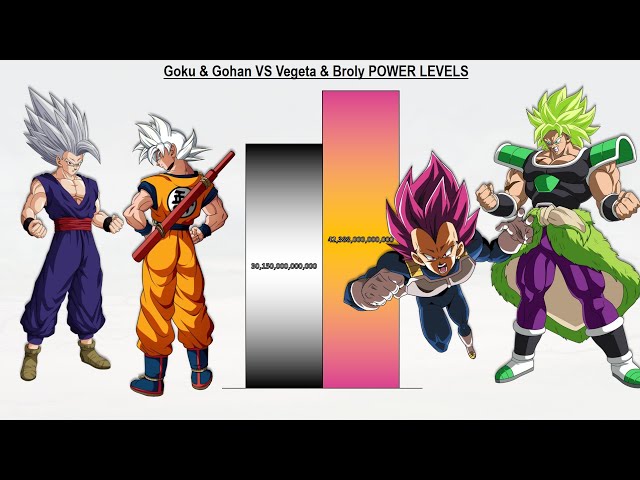 Goku & Gohan VS Vegeta & Broly POWER LEVELS All Forms - Dragon Ball Super