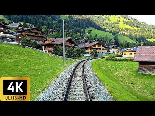 4K Train Driver view - Montreux to Montbovon - Goldenpass Panoramic MOB Train Switzerland | Cab ride