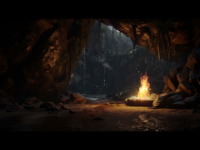 Cavern Serenity| Rain and Fire Sounds to Aid Relaxation, Reduce Stress, and Combat Fatigue