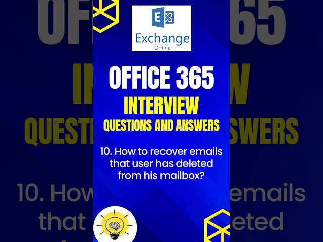 Office 365 interview: How to recover emails that user has deleted from mailbox #shorts