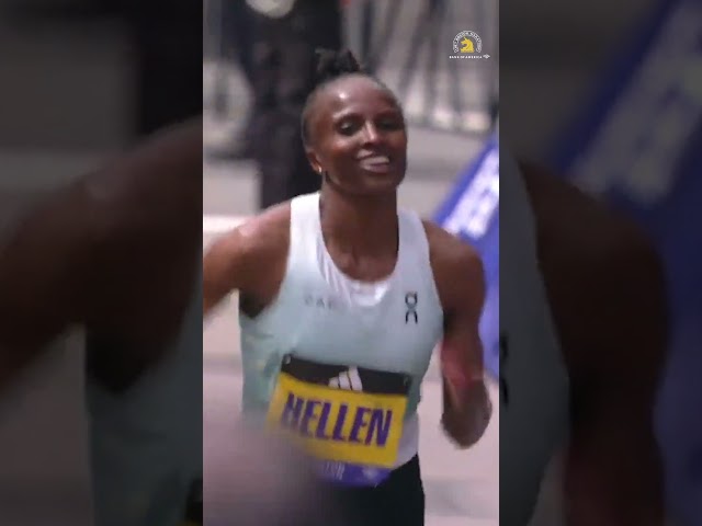 Back-to-back champion! Watch as Hellen Obiri crossed the finish line at the #BostonMarathon.