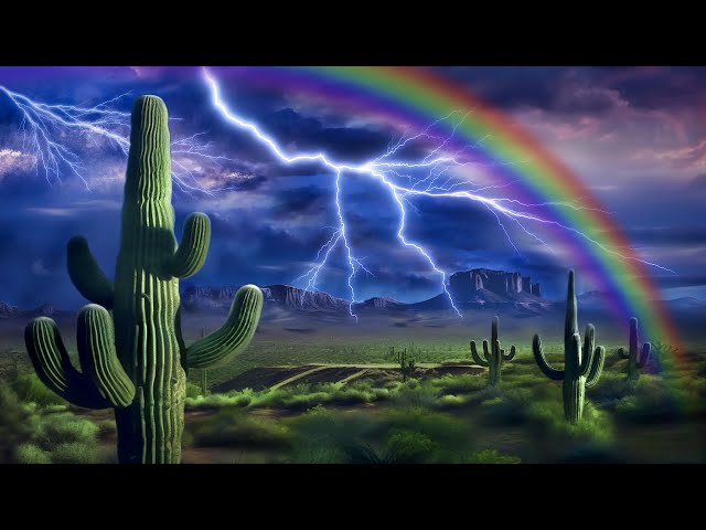 Rain & Thunder Sounds for Deep Sleep | Fall Asleep to Desert Monsoon