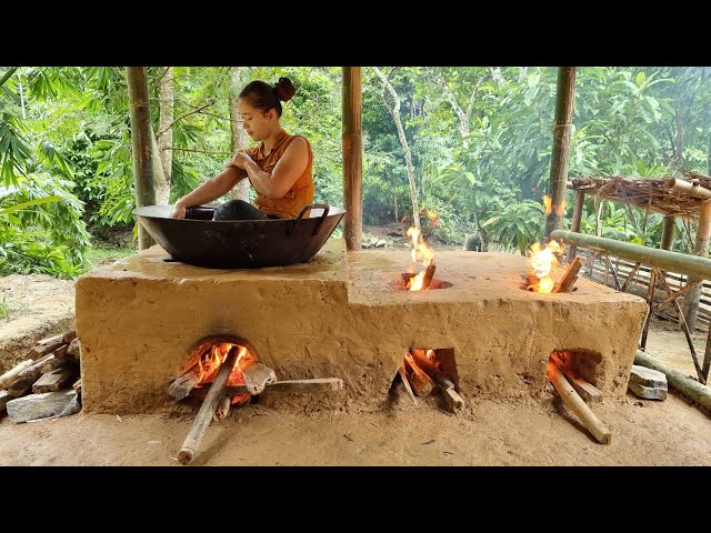 How to build a beautiful wood stove from clay - Steam bath - Ep.92