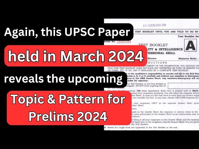 What *hints* recently conducted UPSC Paper gives for upcoming Prelims 2024 !!