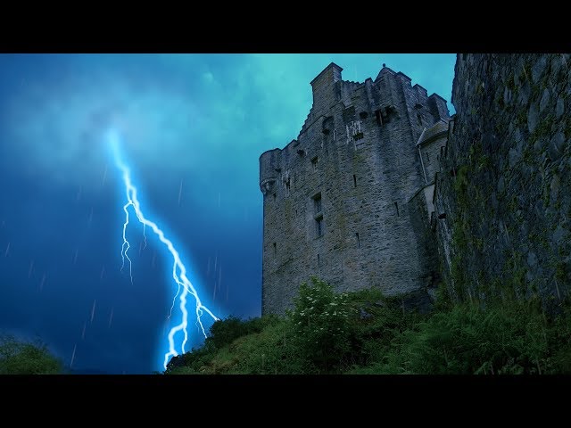 Rain on Castle with Thunder and Lightning | Rainstorm White Noise for Sleeping or Studying
