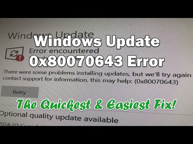 Windows Update 0x80070643 Error *DIY FIX* In English