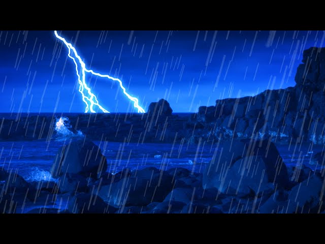 Thunder, hear the thunder ⚡ Lightning, Rain Sounds and Ocean Waves White Noise for Sleep