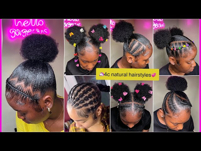 🎀🦋Pinterest inspired 4c Back to school Natural Hairstyles + Slayed Edges 🦄