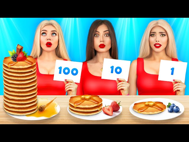 100 LAYERS FOOD CHALLENGE | Giant VS Tiny Food For 24 Hours by RATATA POWER