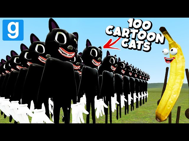 100 CARTOON CATS VS 1... BANANA?! (Garry's Mod Sandbox) | JustJoeKing