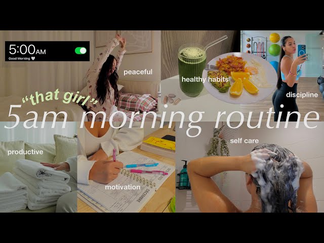 5AM morning routine 🌱 how to change your life, become THAT girl, productive planning healthy habits