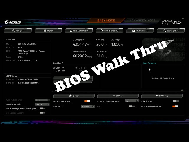 Gigabyte B650I Aorus Ultra BIOS Walk Thru