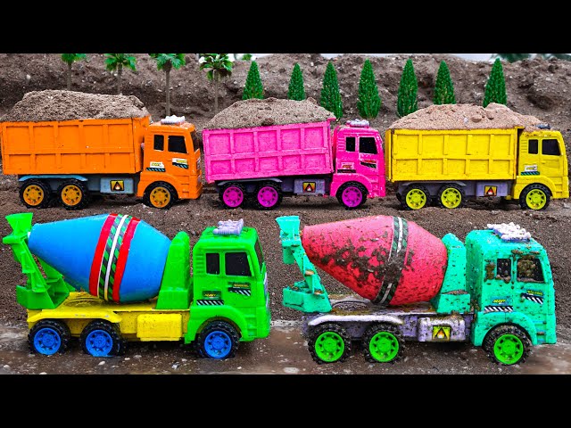 Construction cars, excavators, trucks, concrete mixer trucks for road construction