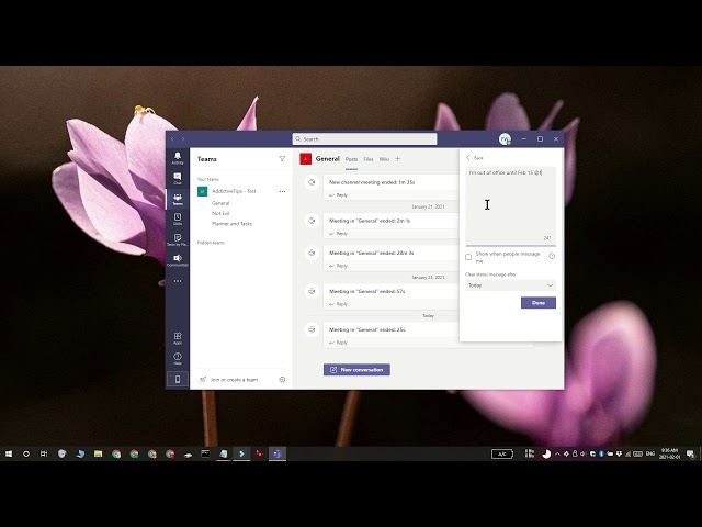 How to set Out Of Office message in Microsoft Teams