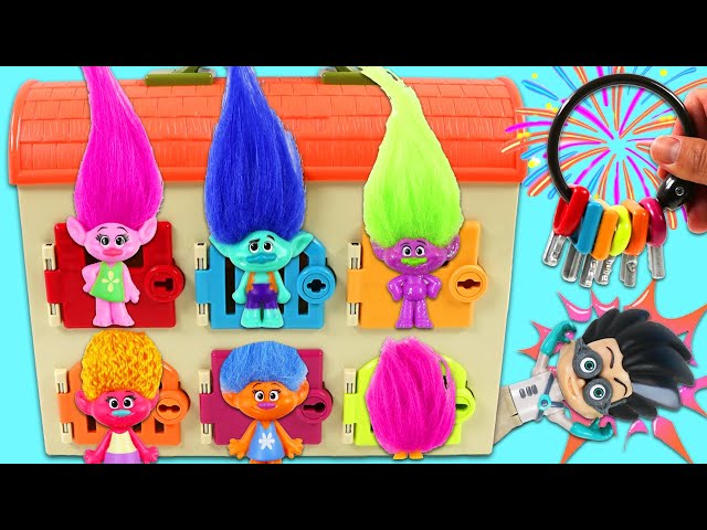 Trolls Poppy, Branch, & Friends Get Trapped Behind Surprise Doors with Keys from Romeo Prank!