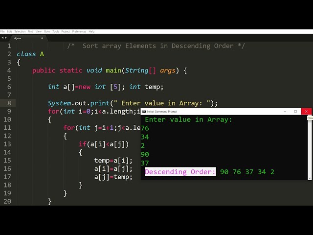 Java program to arrange array elements in descending order | Learn Coding