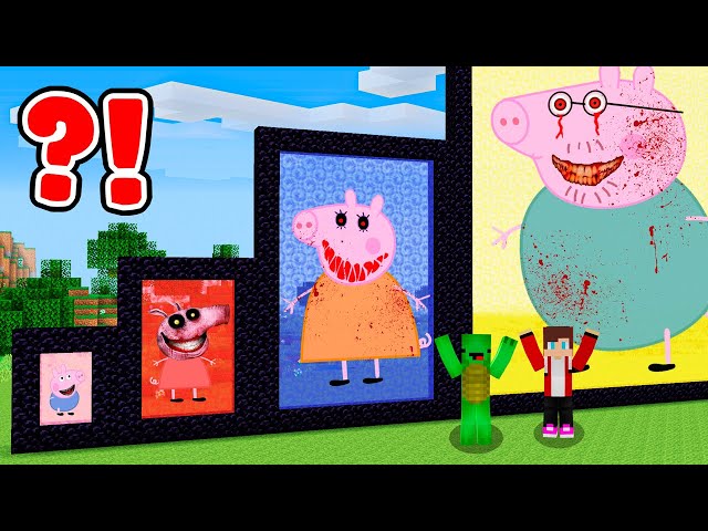 JJ and Mikey found PEPPA PIG.EXE portals in minecraft! Challenge from Maizen!