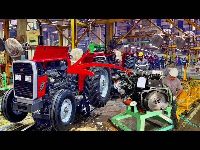Massey Ferguson Tractor 385 Engine Assembling Process in a Factory