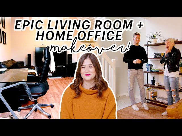 *INCREDIBLE* Living Room + Entertaining Space + Home Office Makeover!!!