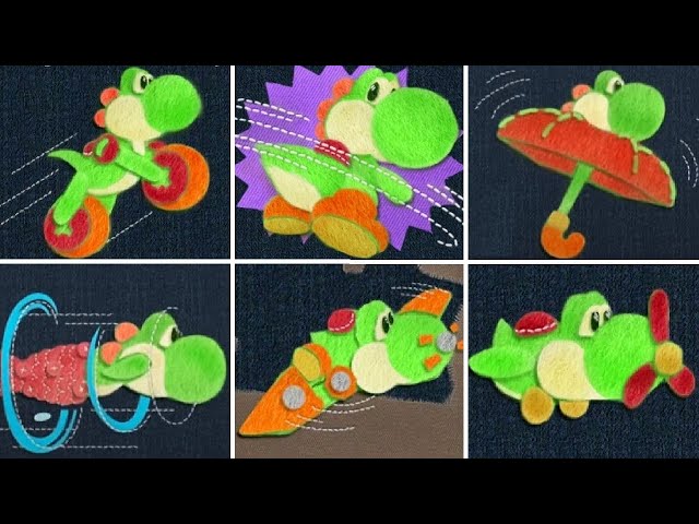 Yoshi's Woolly World - All Power-Up Transformations