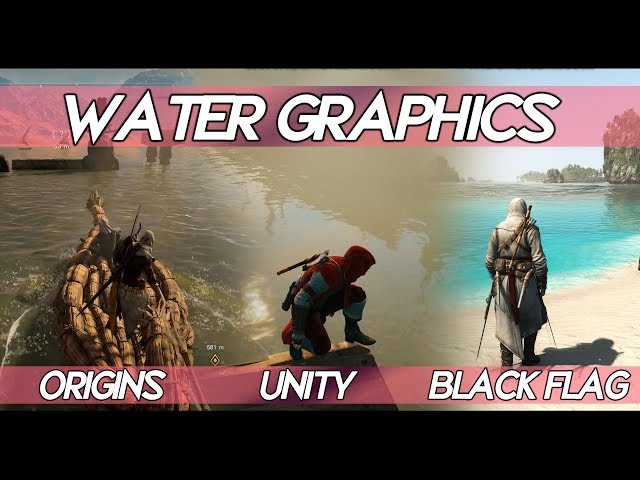 AC Origins "WATER GRAPHICS" Comparison VS AC Black Flag VS AC Unity | How realistic water looks ?