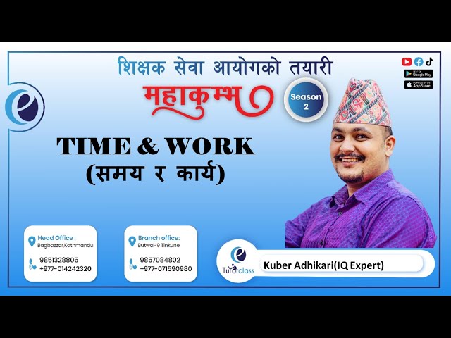 Time & Work(समय र कार्य) By Kuber Adhikari|IQ|Etutorclass