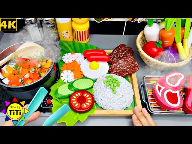 Cooking Grilled Ribs Steamed Rice with kitchen toys | Nhat Ky TiTi #225