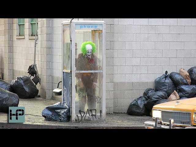 Joaquin Phoenix Films JOKER - Crying in Phone Booth - Full Makeup and Costume