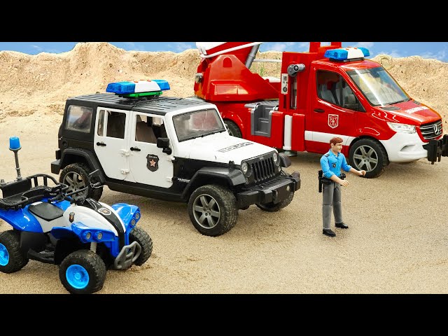 Xe cứu hỏa, xe cảnh sát cùng nhau bắt kẻ trộm - Play with cars toys - Bé Cá ô tô đồ chơi