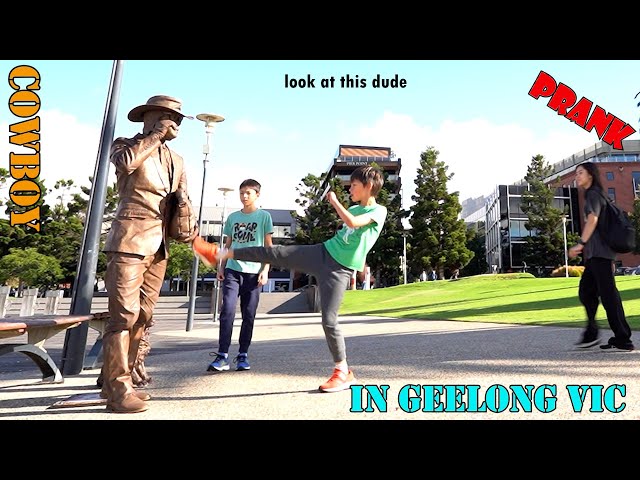 #Cowboy_prank in Geelong Victoria. awesome reactions. lelucon statue prank. luco patung