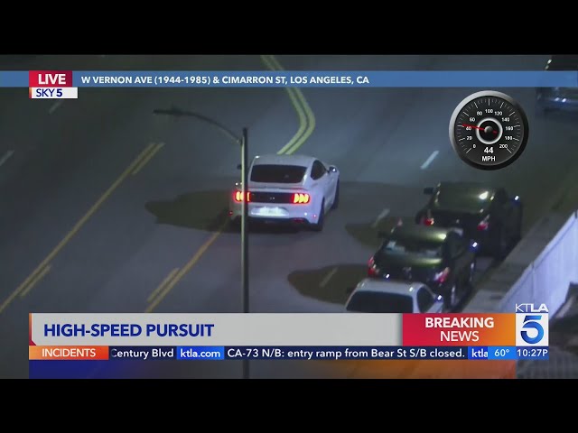 Authorities pursue high-speed driver in Los Angeles County