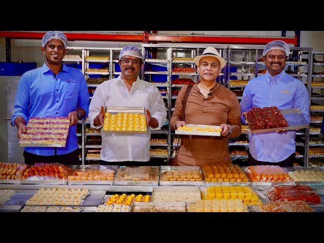 South India’s Biggest Sweets & Snacks Factory! ADYAR ANANDA BHAVAN | A2B Pure Ghee Sweets Making Pt1