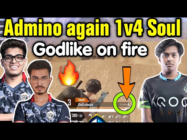 Admino again 1v4 Soul shocked everyone 🥵 Godlike on fire 🇮🇳