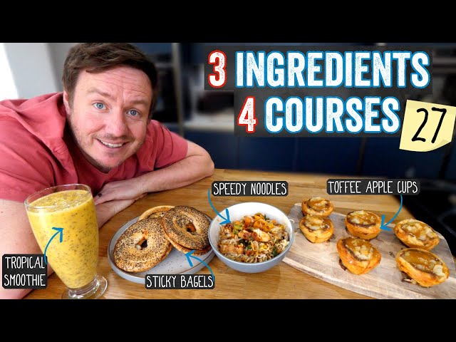 Make a 3 Course Meal & a drink with 3 Ingredients each | inc Toffee Apple Pies