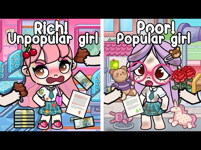 Rich Unpopular Girl Vs Poor Popular Girl 😈💅🏻 Sad Story | Good vs Bad Student | Avatar World | Pazu