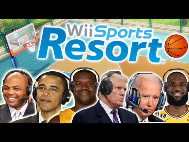 US Presidents Play Wii Sports Basketball 4 ft. Lebron, Shaq, and Charles Barkley
