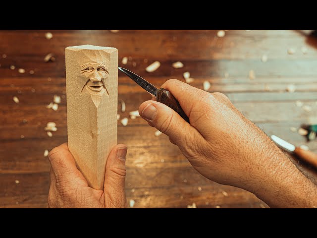 KNIFE ONLY || Woodcarving Face with Just a Knife Only