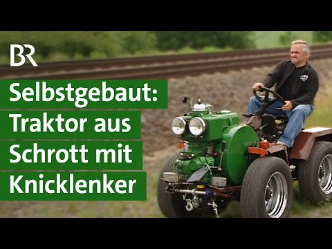 Bastler Stolz: schmaler Eigenbau Traktor selbst gebaut aus Schrott, DDR Oldtimer | Unser Land | BR