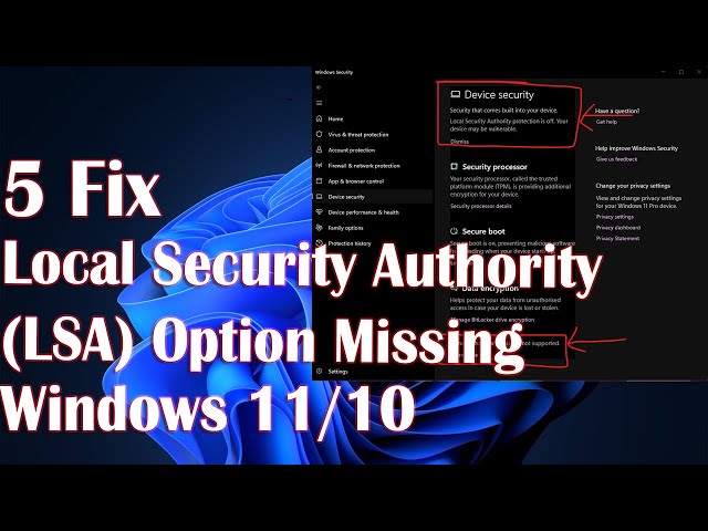 5 Fix Local Security Authority (LSA) Option Missing in Windows 11/10