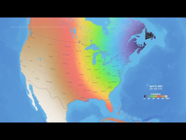 WATCH: Animation shows solar eclipse path of totality across North America