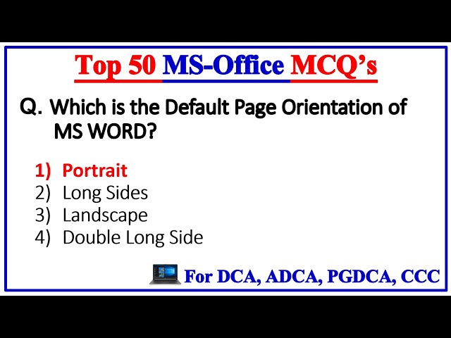 Top 50 MS Office MCQ Questions and Answers | for DCA, ADCA  PGDCA, CCC