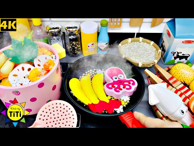 Cooking Fried Shrimp and Fried Calamari with kitchen toys | Nhat Ky TiTi #251