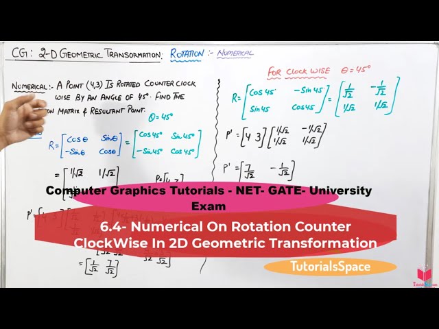 6.4- Numerical On Rotation Anticlockwise In 2D Transformation In Computer Graphics In Hindi