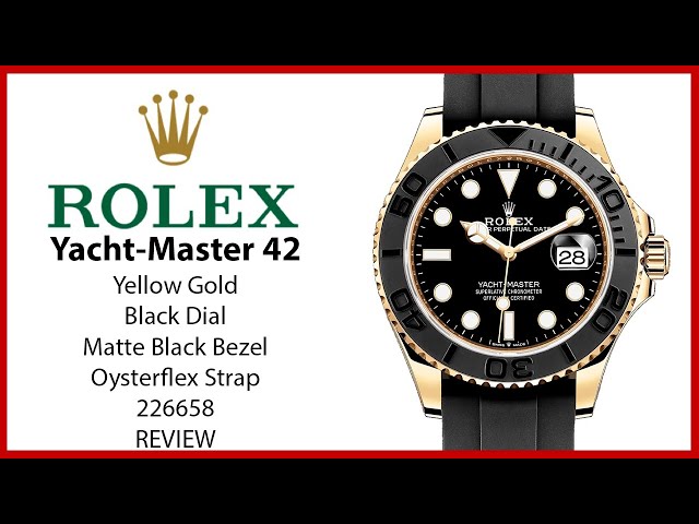 ▶ Rolex Yacht-Master 42 Yellow Gold Black Dial & Matt Black Oysterflex Rubber Strap 226658 - REVIEW