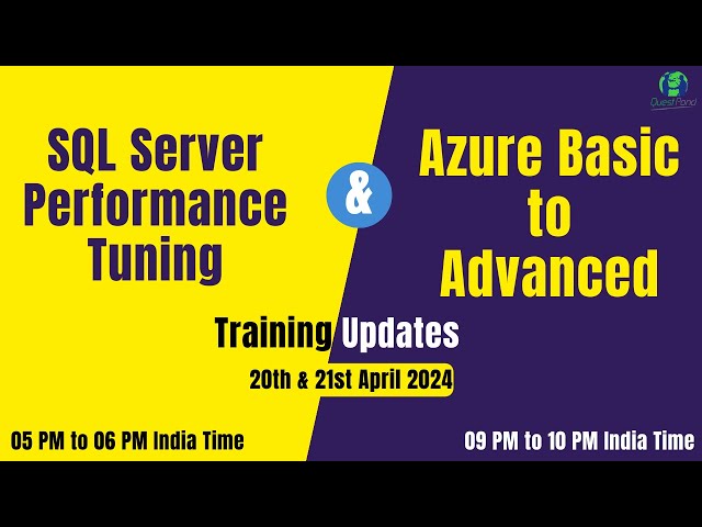 Azure and Performance tuning training update (Saturday and Sunday)