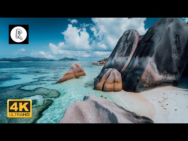 Flying over Amazing Seychelles [4K] Drone Film with Meditation Music for Stress Relief, Massage, Spa