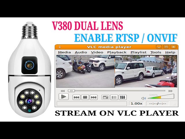 V380 dual lens wifi bulb camera enable rtsp / onvif stream on VLC media player