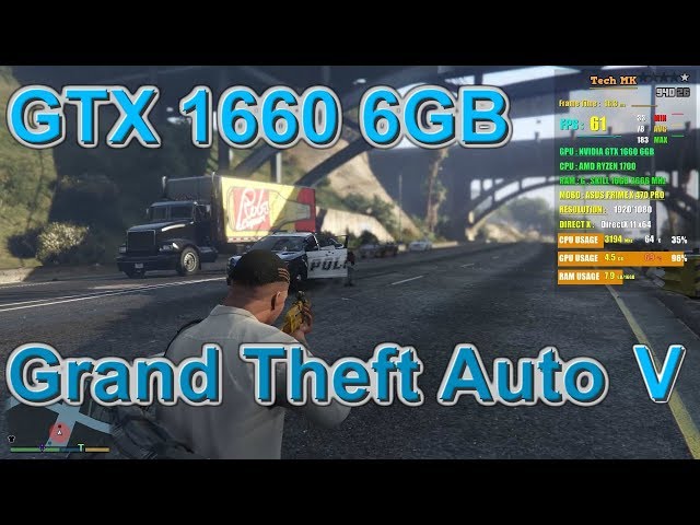 GTA 5 | GTX 1660 + Ryzen 1700 | 2K gameplay 1080p | Tech MK
